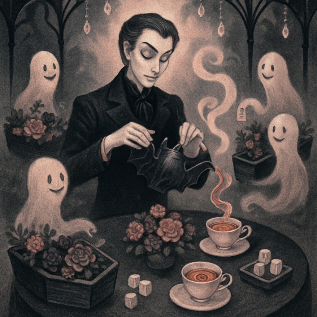 Haunted Tea Ceremony In The Floating Coffin Garden paint by color