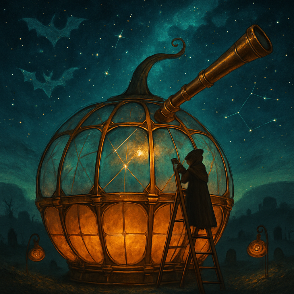 Moonlit Pumpkin Observatory painting diamond kit