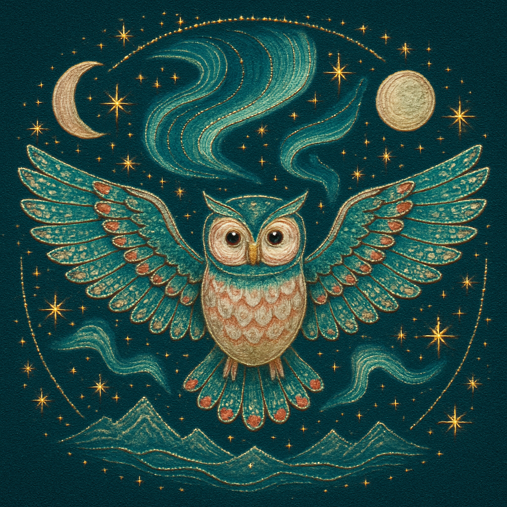 Owl Of The Teal Aurora Quilt Sky Paint by diamonds kits