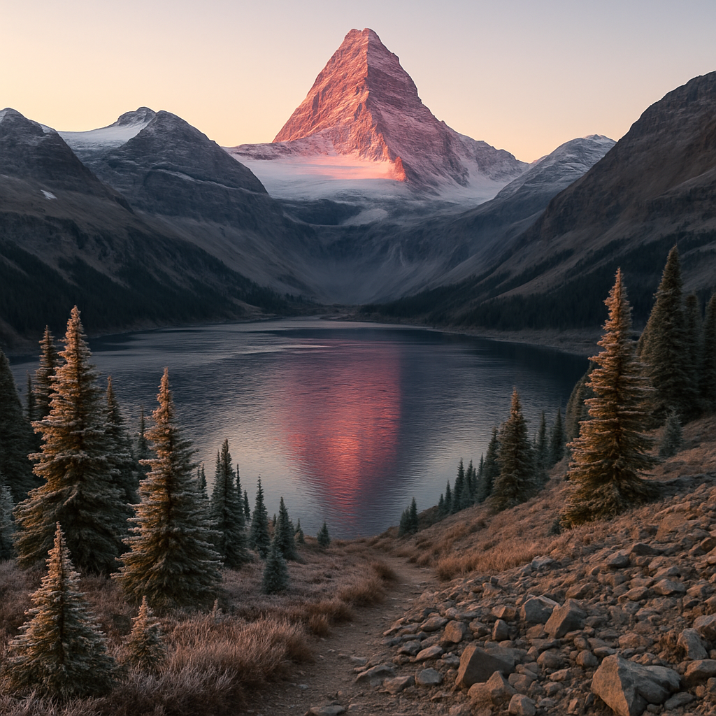 Alpenglow On Mount Assiniboine From Sunburst Lake paint by diamond
