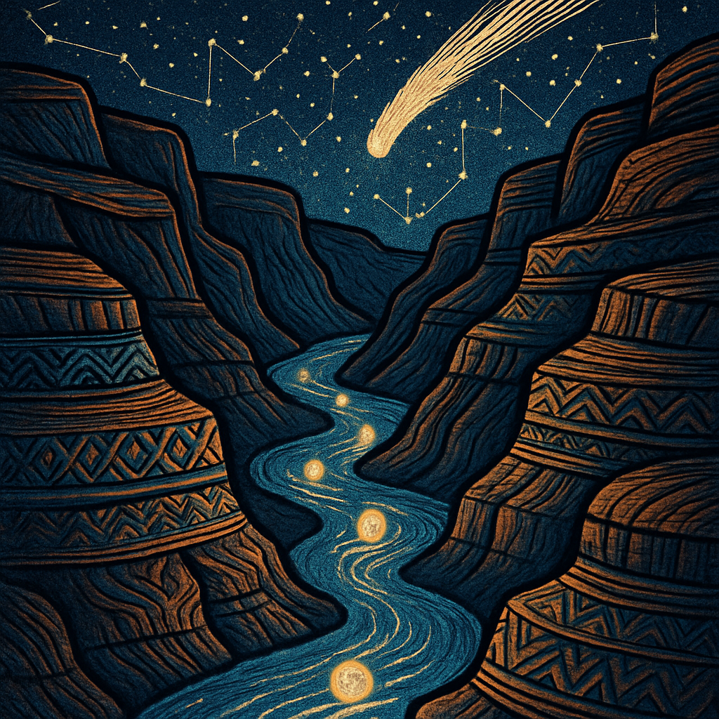 Comet Lantern River Through A Starlit Canyon diamonded painting kits