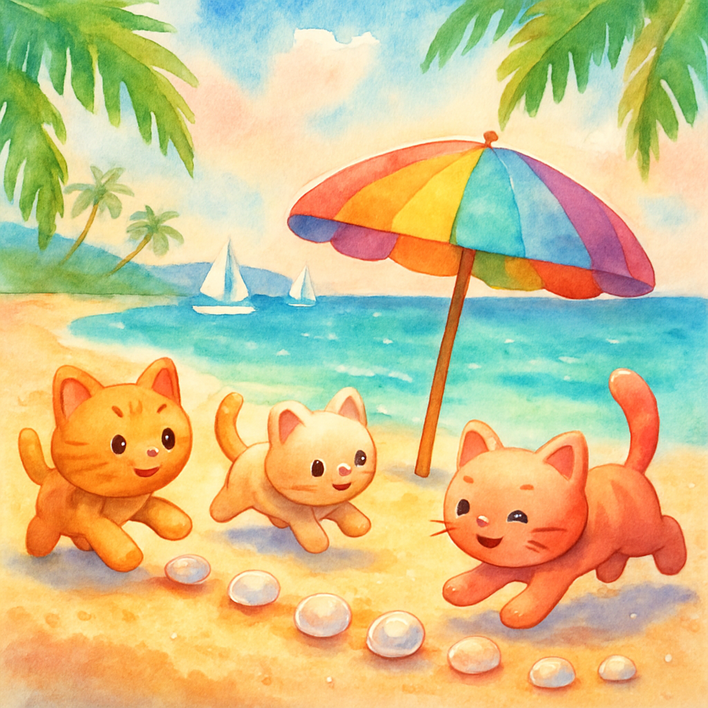 Seashell Chase Under The Rainbow Umbrella DIY paint by diamonds