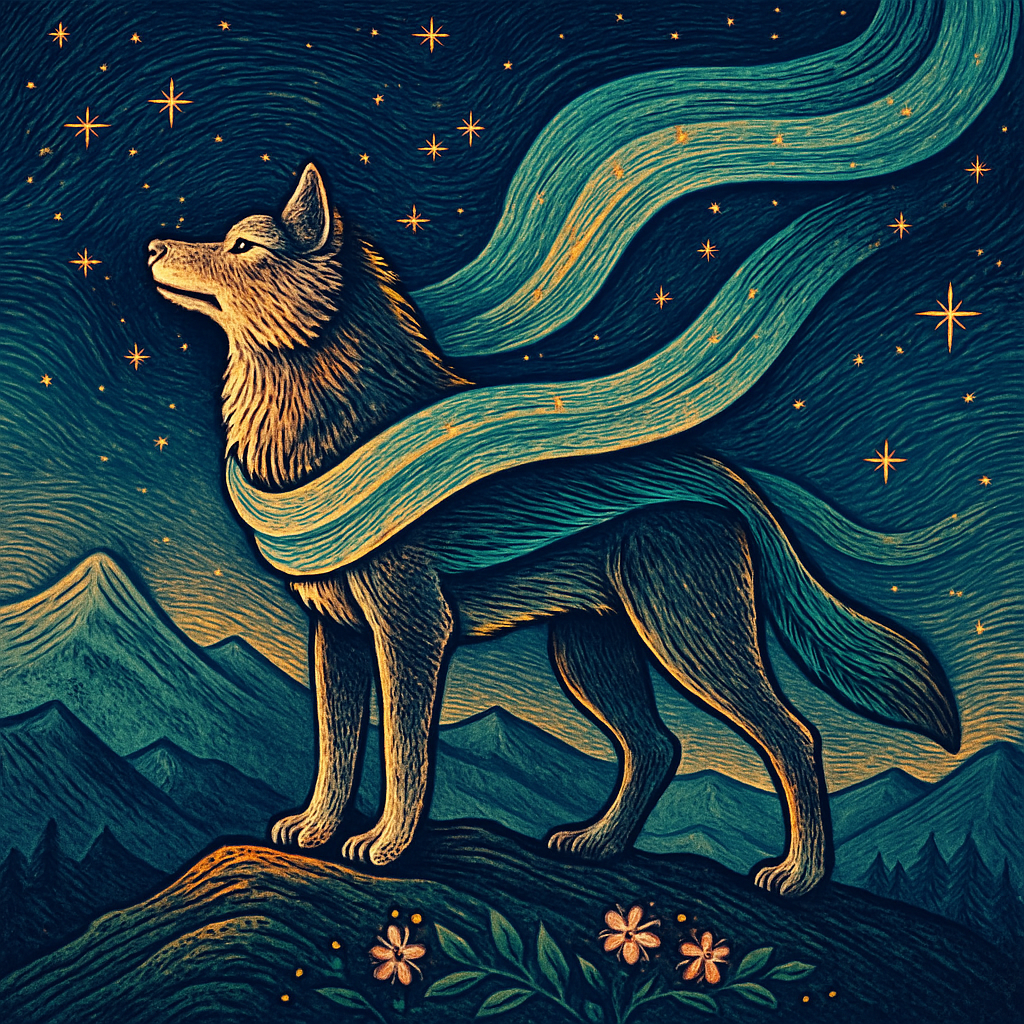 Mountain Harmony Wolf With Aurora Braid Paint by diamonds kits