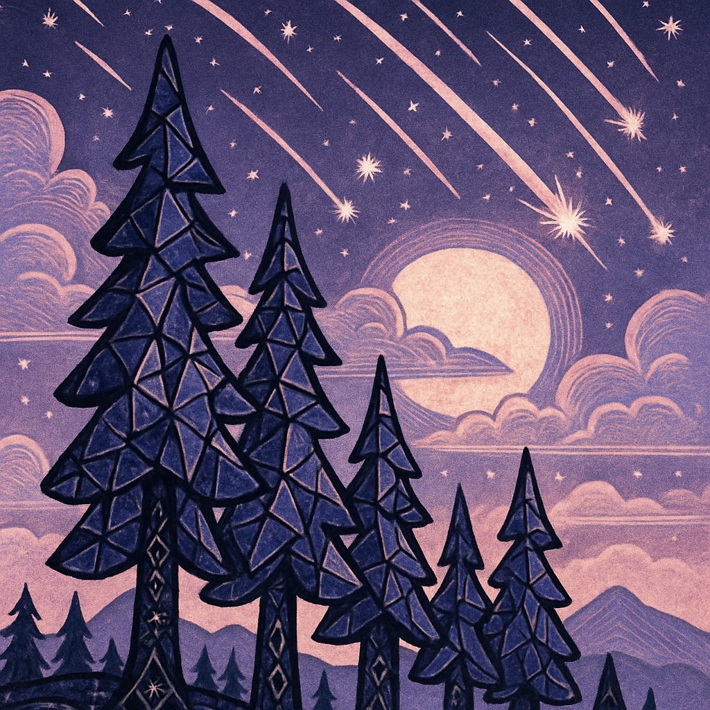 Crystal Pine Ridge Beneath A Violet Meteor Shower diamonded painting kits