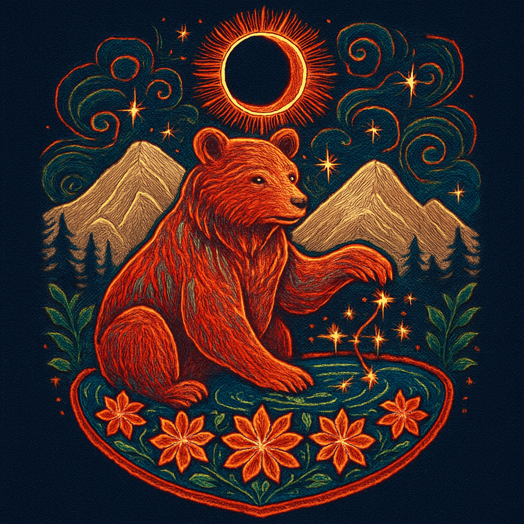 Coral Eclipse Bear In The Starflower Basin DIY paint by diamonds