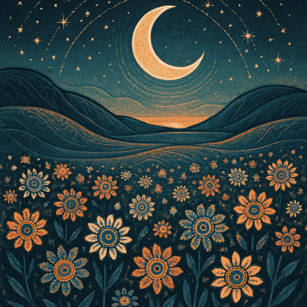 Moonlit Dune Meadow With Starseed Wildflowers paint by diamonds