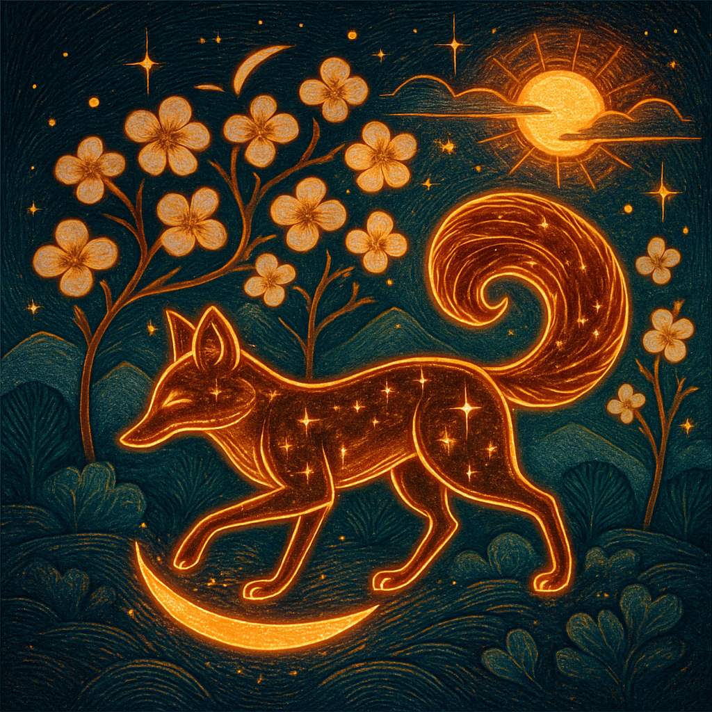 Ember Crown Fox Of The Crescent Orchard diamond painting