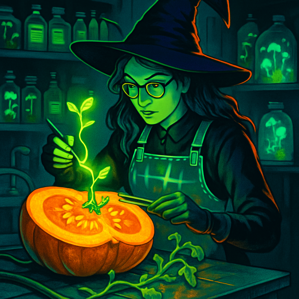 Witch Botanist In A Bioluminescent Pumpkin Lab Paint by diamonds art