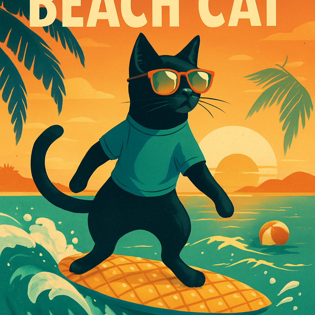 Pineapple Surfboard Cruise Cat Paint by diamonds art