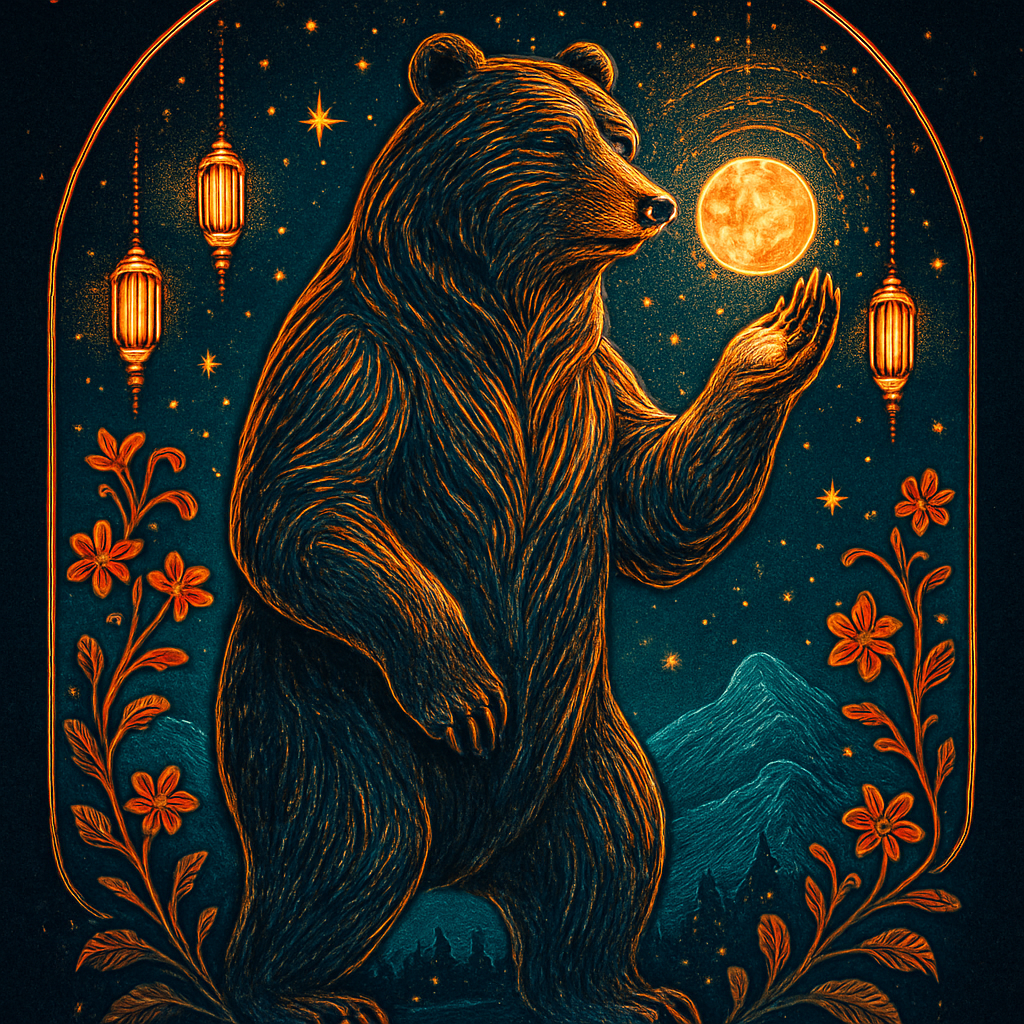 Cosmic Illustration Bear Beneath The Lantern Constellations paint by color