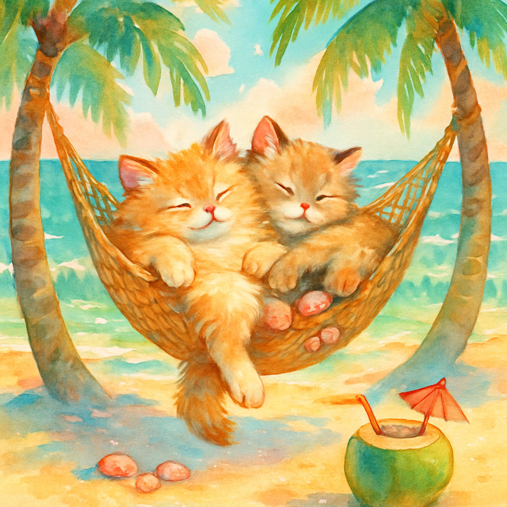 Coconut Cove Hammock Nap Cats Paint by diamonds kits