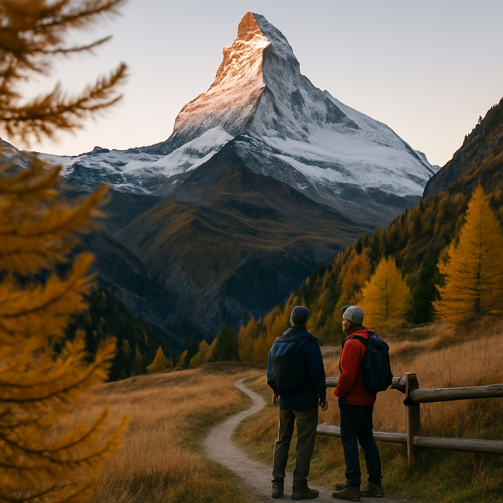 Autumn Larch Meadow Below The Matterhorn Zermatt Painting by diamonds kit