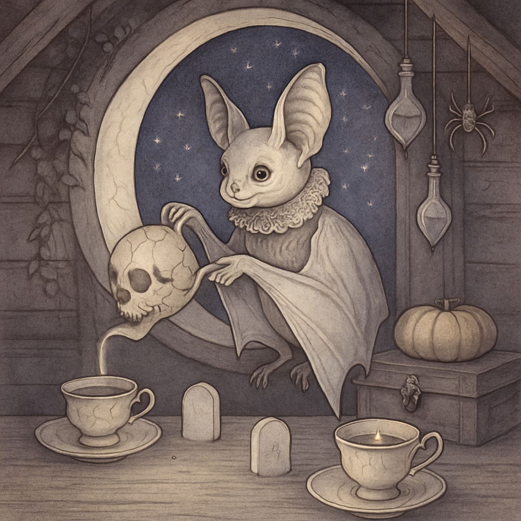 Porcelain Bat Tea Party In The Attic Sky paint by diamond