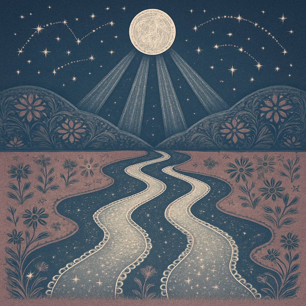 Moonlit Riverbraid Through Star Meadow painting diamond kit