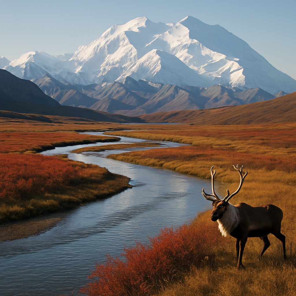 Denali Tundra River Bend In Autumn Painting by diamonds kit