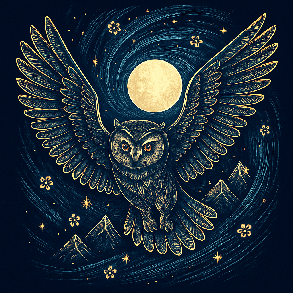 Storm Spiral Owl Of The Indigo Grove diamond painting