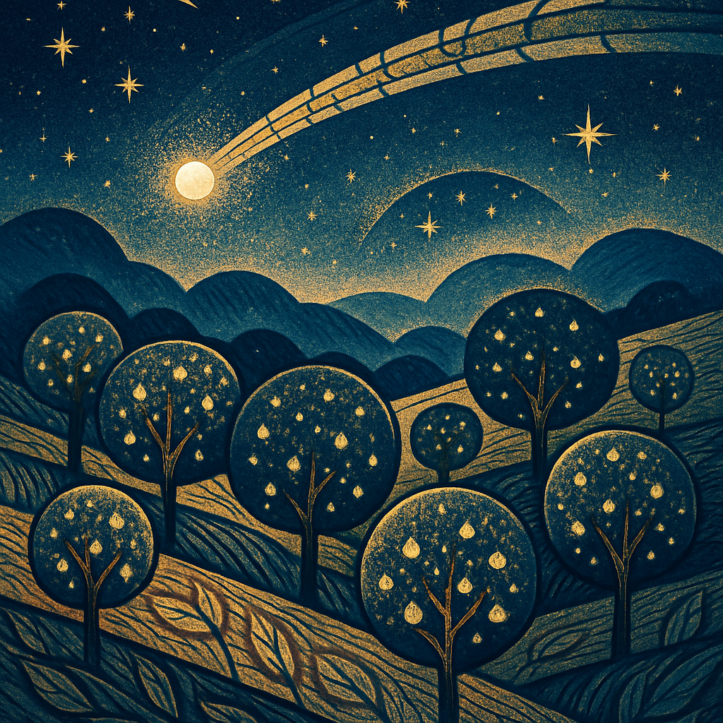 Comet Orchard Under The Indigo Canopy diamonded painting kits