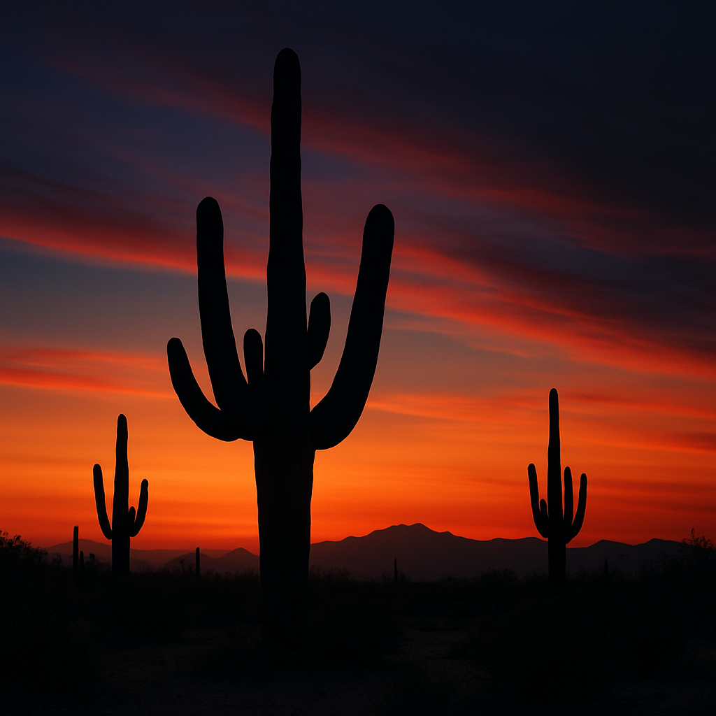 Saguaro Cactus At Saguaro National Park Sunset DIY paint by diamonds