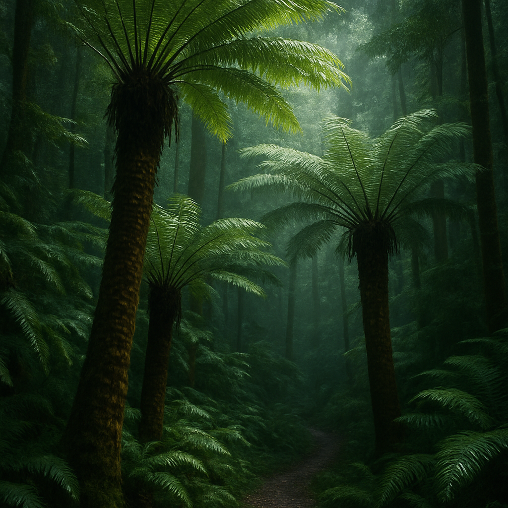 Dicksonia Antarctica Tree Ferns In Temperate Rainforest paint by diamonds