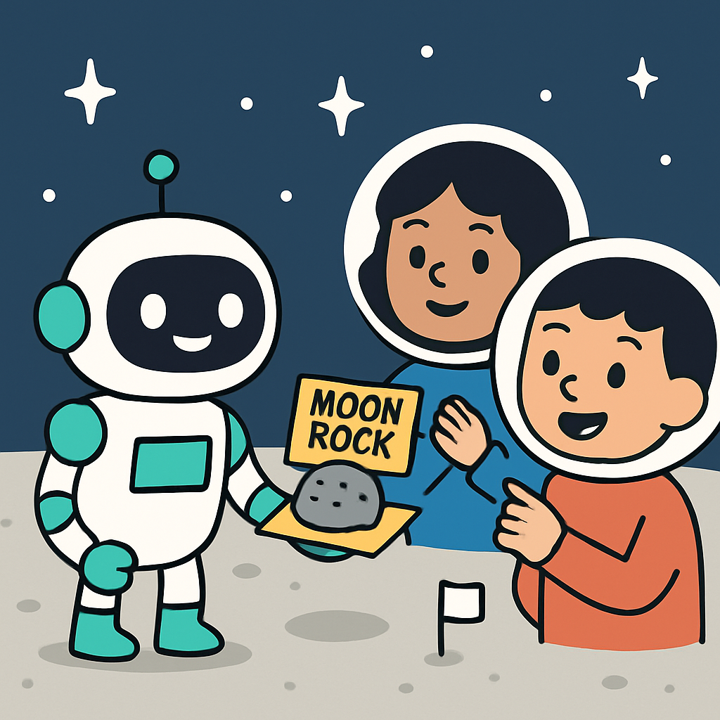 Lunar Library Robot Delivers Moon Rock Facts Paint by diamonds kits