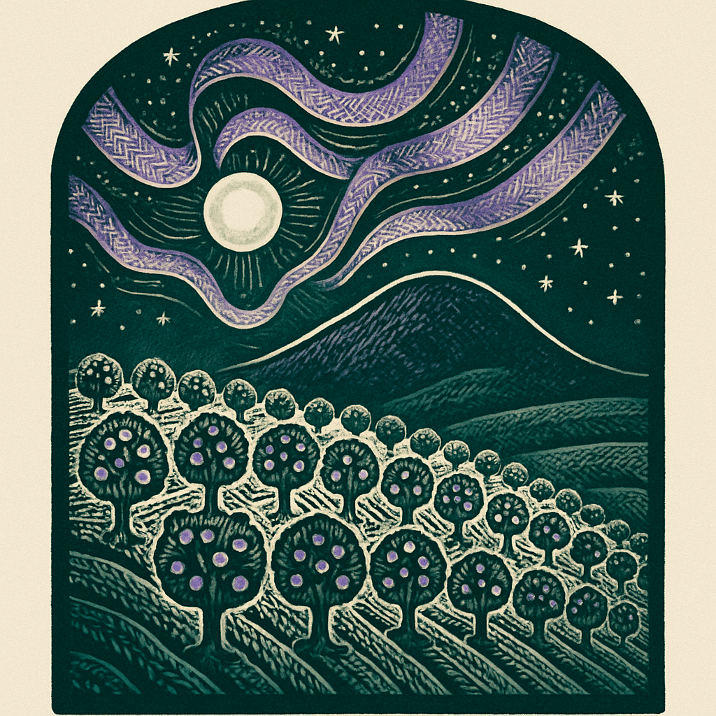 Aurora Orchard Over Crescent Ridge diamond painting