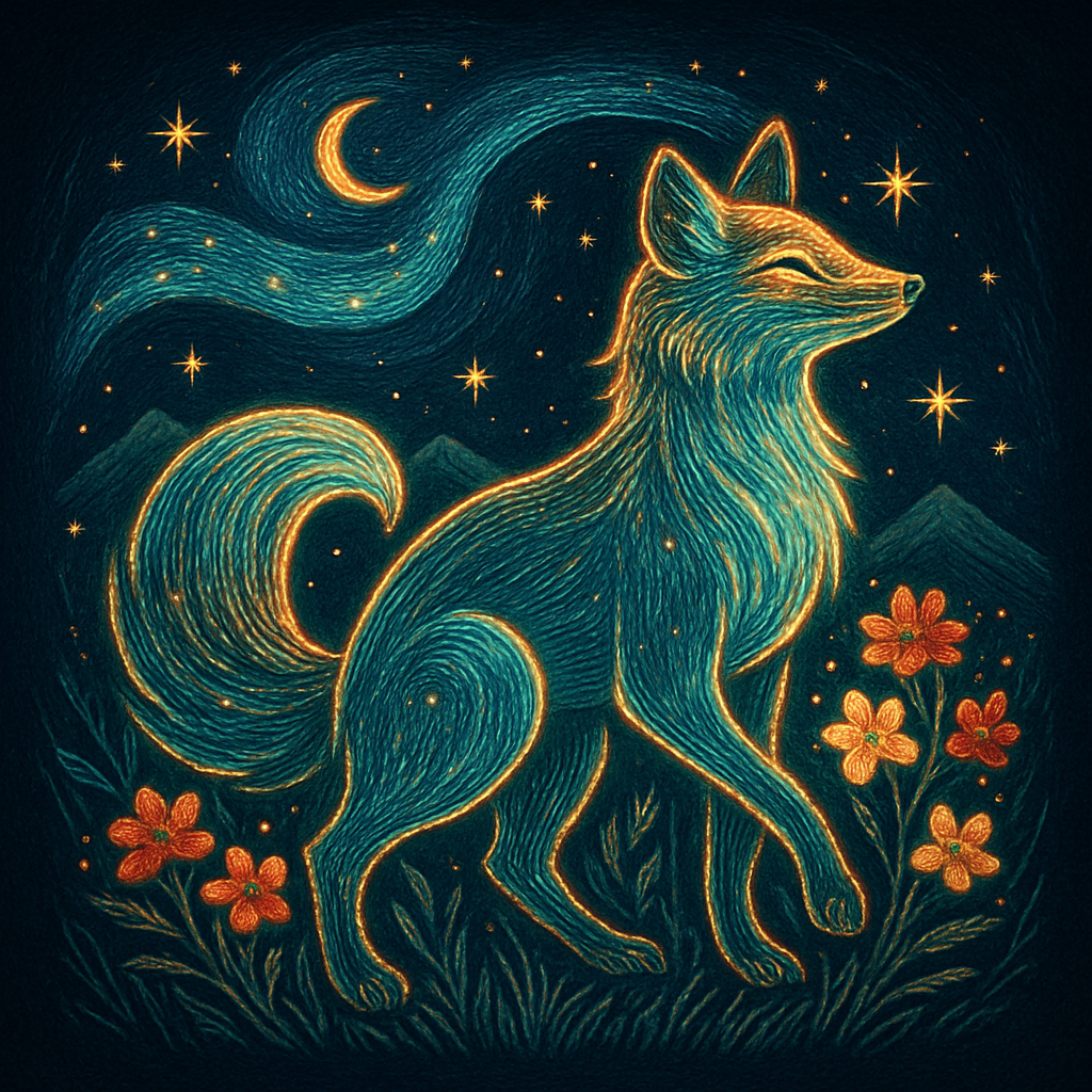 Aurora Loom Fox Of The Wildflower Sky diamonded painting kits