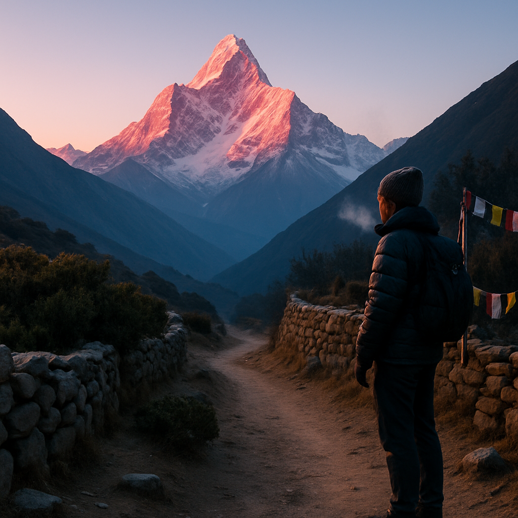 Alpenglow On Ama Dablam From Pangboche paint by diamonds