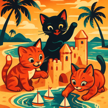 Sandcastle Regatta Cats paint by color