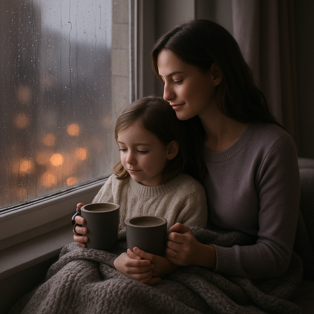 Rainy Window Lullaby And Two Steaming Mugs Paint by diamonds kits