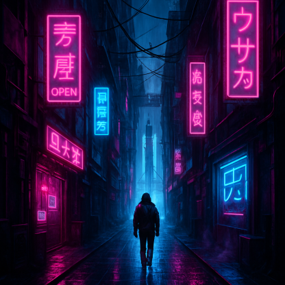 Neon Rain Alley In Spaceport District diamond painting
