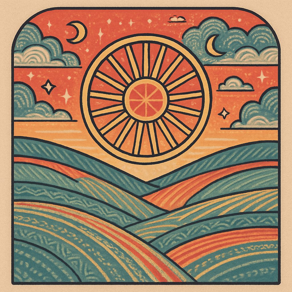 Sun Wheel Meadow At Twilight Divide Painting by diamonds kit