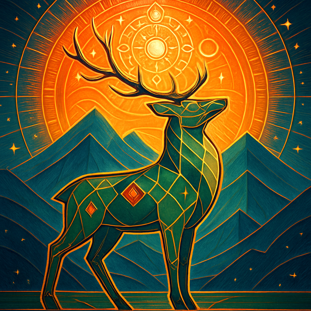 Radiant Sunrise Deer Of The Mountain Mandala Paint by diamonds art