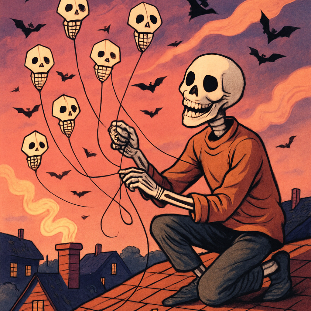 Sunset Parade Of Paper Lantern Skeleton Kites DIY paint by diamonds