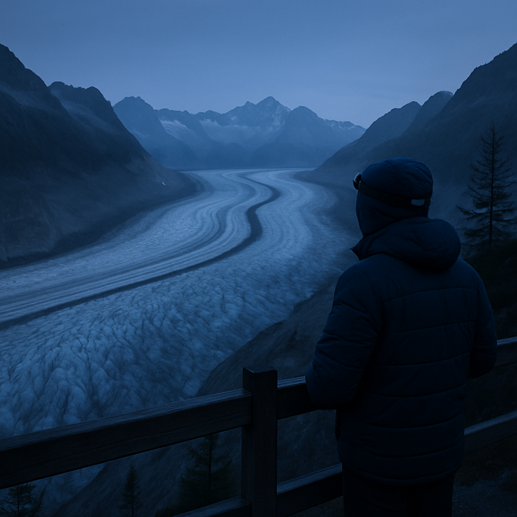 Blue Hour At The Aletsch Glacier Viewpoint paint by color