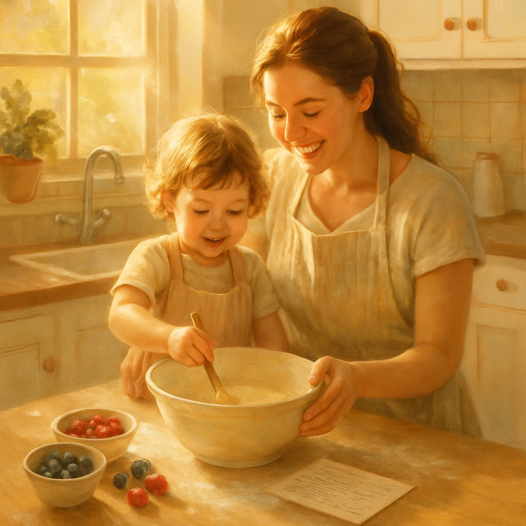 Apron Ties And The First Spoonful Of Sweet Courage paint by color