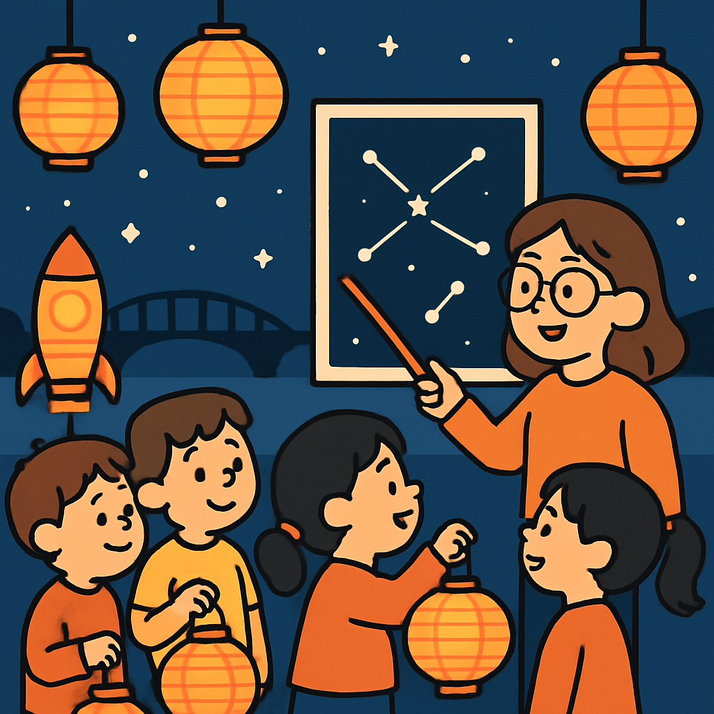 Festival Of Lanterns Meets Star Map Lesson Painting by diamonds kit