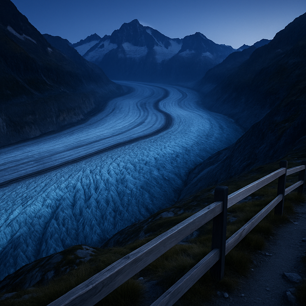 Blue Hour Over Aletsch Glacier And Jungfrau Massif paint by color