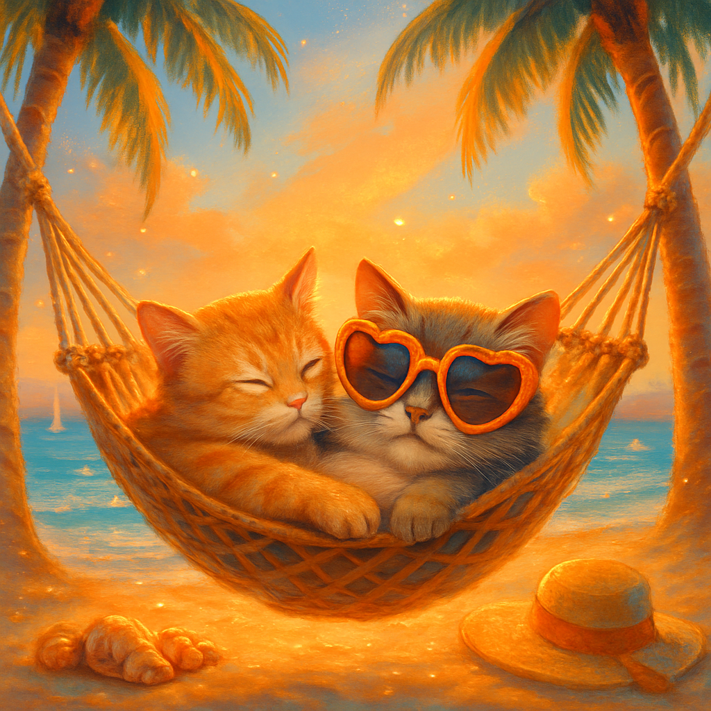 Hammock Siesta Between Candy Palms diamond painting