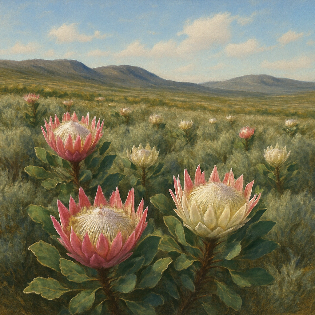 Protea Flower Fields In South African Fynbos diamonded painting kits