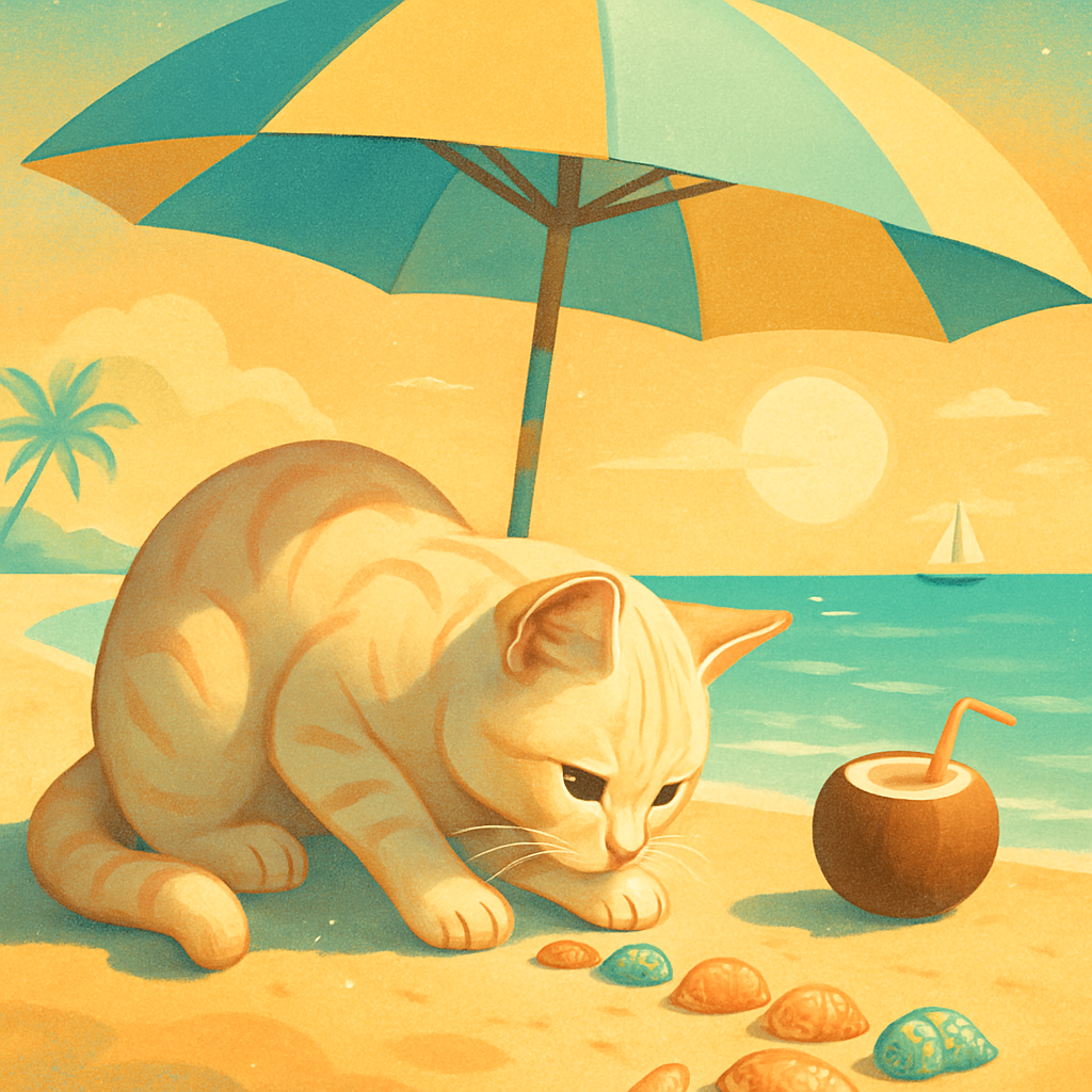 Seashell Treasure Hunt Under Umbrella Shade Painting by diamonds kit