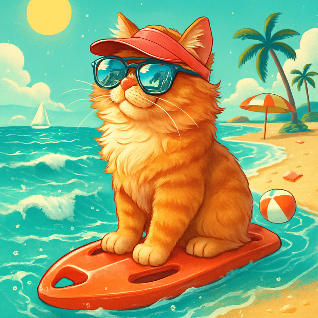 Coconut Cove Cat Lifeguard diamond painting