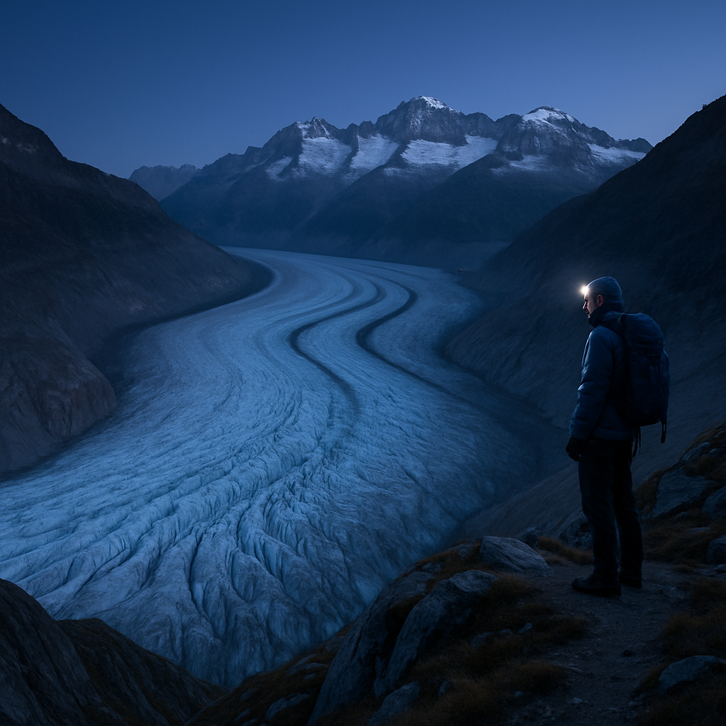 Blue Hour Over The Aletsch Glacier And Jungfrau Massif paint by diamond