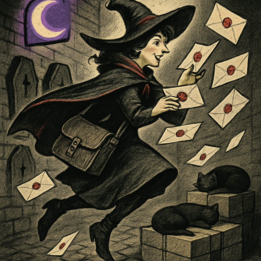 Midnight Postal Witch Sorting Star Mail paint by color