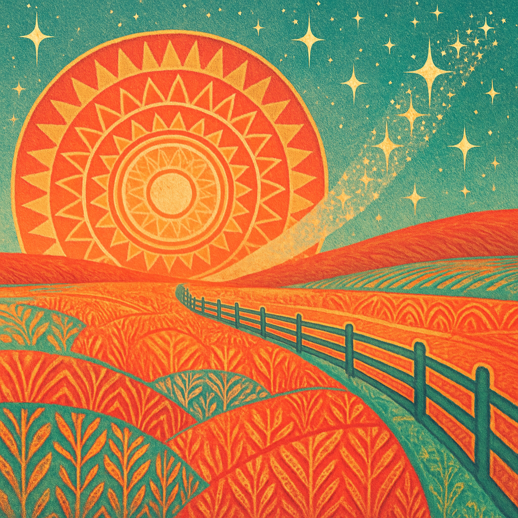 Sunwheel Prairie And The Comet Fence paint by diamonds