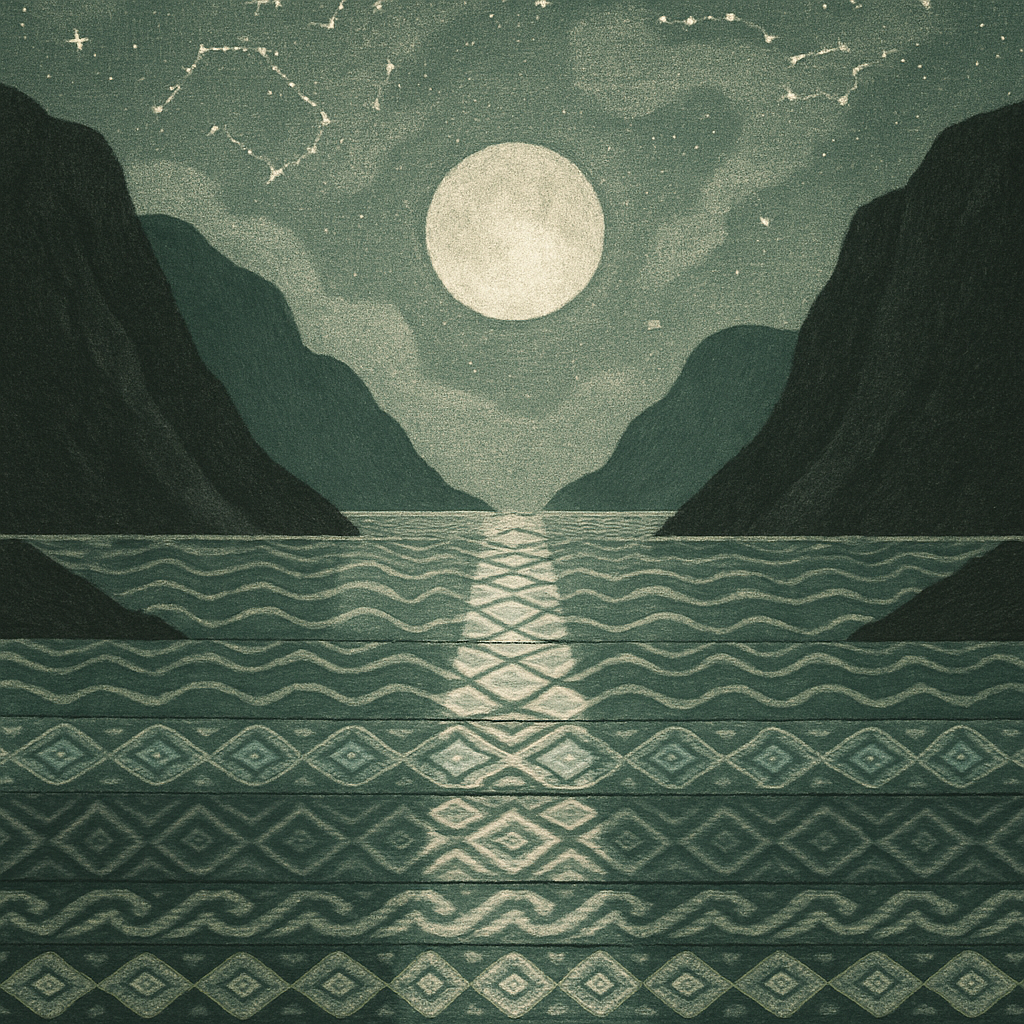 Lunar Fjord With Quilt Pattern Tides painting diamond kit