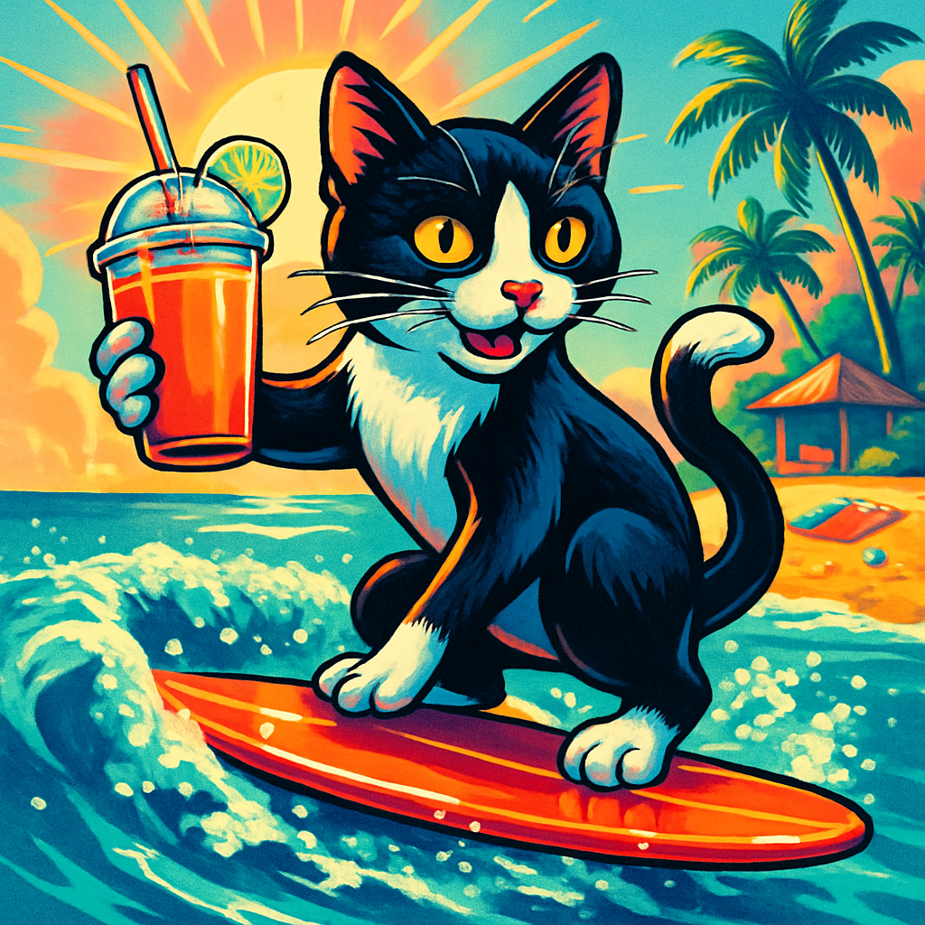 Tropical Smoothie Surf Cat DIY paint by diamonds