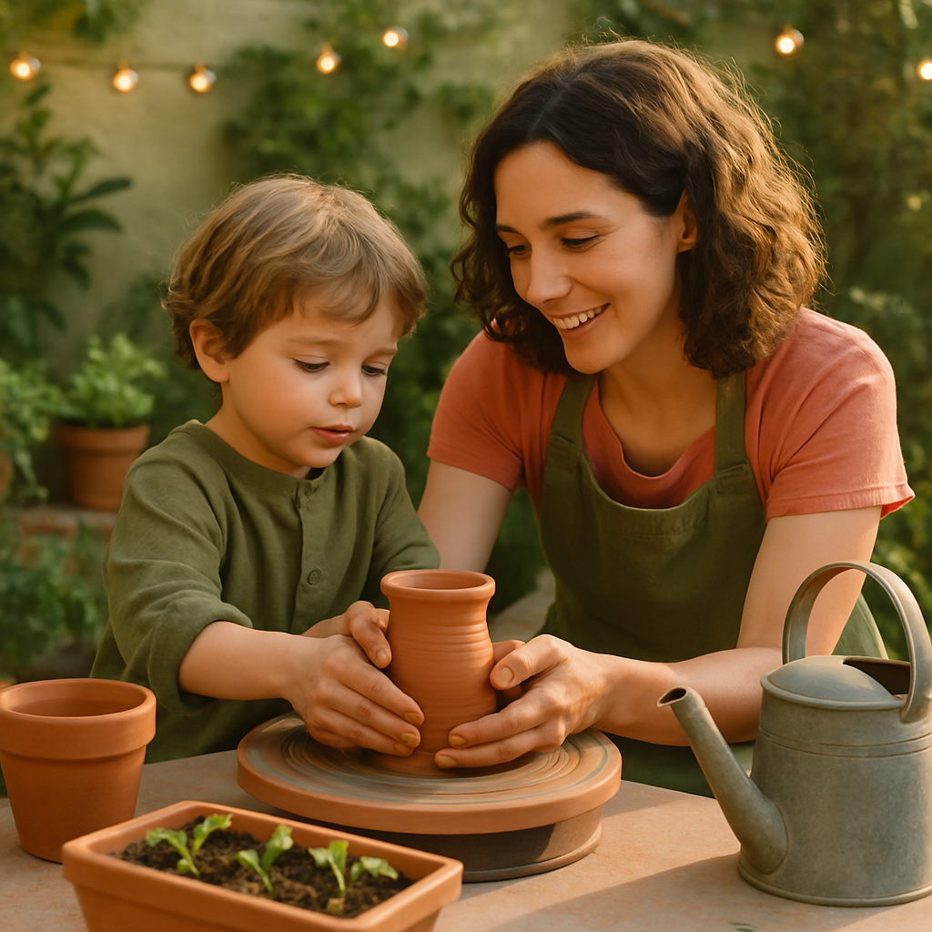 Clay And Courage A Mother And Child Shape A Garden Of New Beginnings paint by color