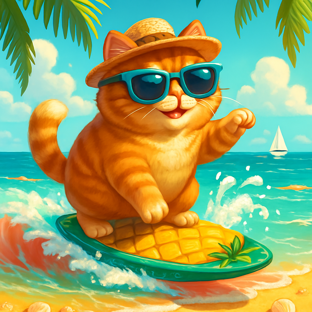 Pineapple Paddleboard Purrfection paint by color