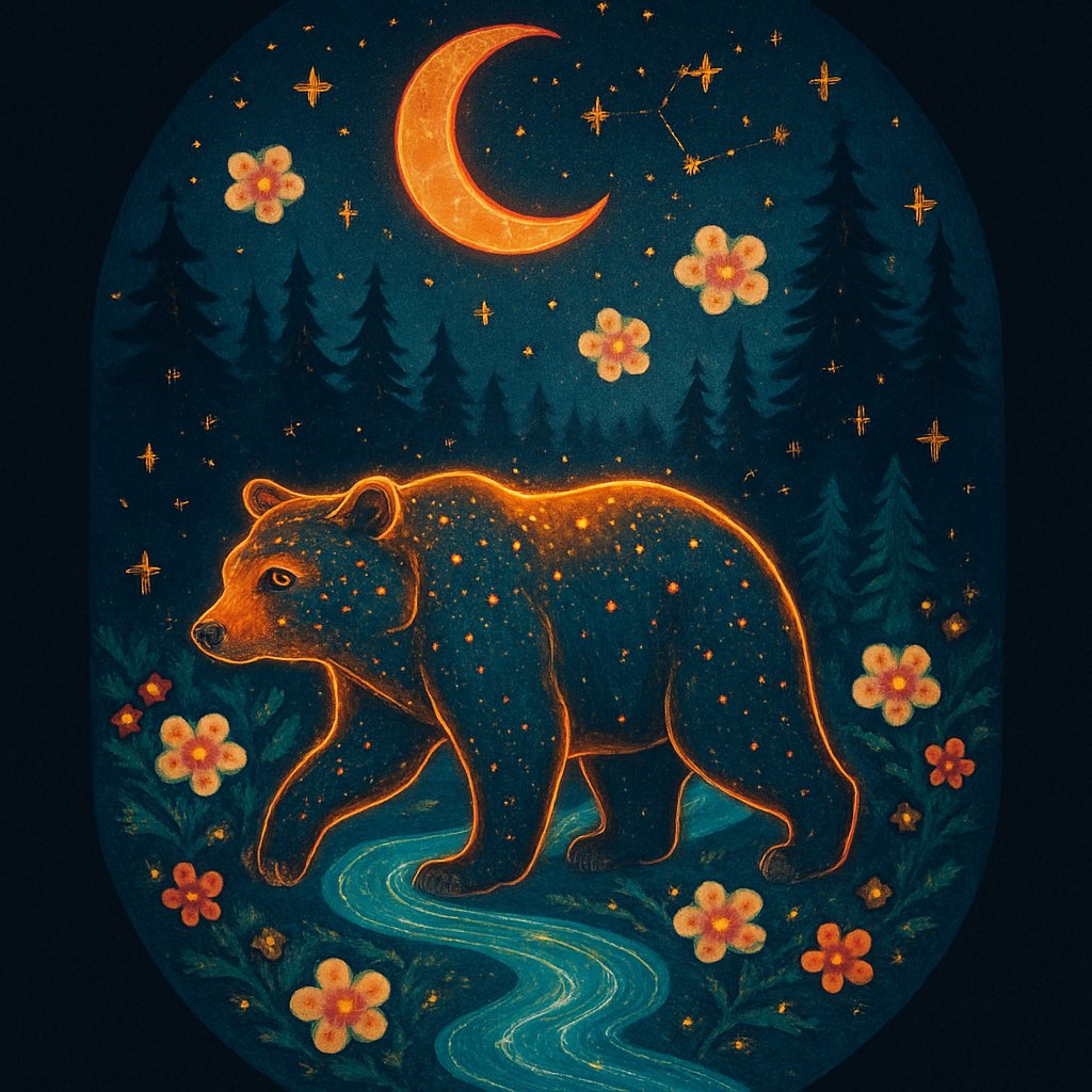 Celestial Spirit Bear And The Lantern Moon River paint by diamond
