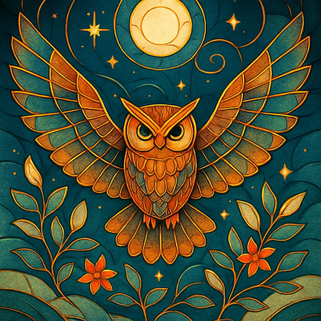 Owl Of The Lantern Moon Orchard DIY paint by diamonds